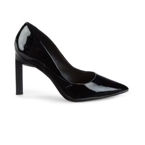 Saks Fifth Avenue Black Patent Leather Pumps Heels Size 7.5